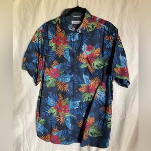 Tommy Bahama Blue and Red Casual Button Down Shirt